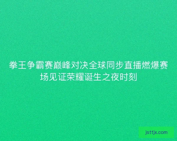 拳王争霸赛巅峰对决全球同步直播燃爆赛场见证荣耀诞生之夜时刻